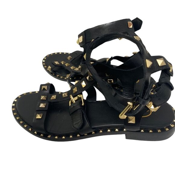 ASH Pacific Gladiator Sandals Size 6 Black Studded Strappy Womens Flats - Picture 7 of 16